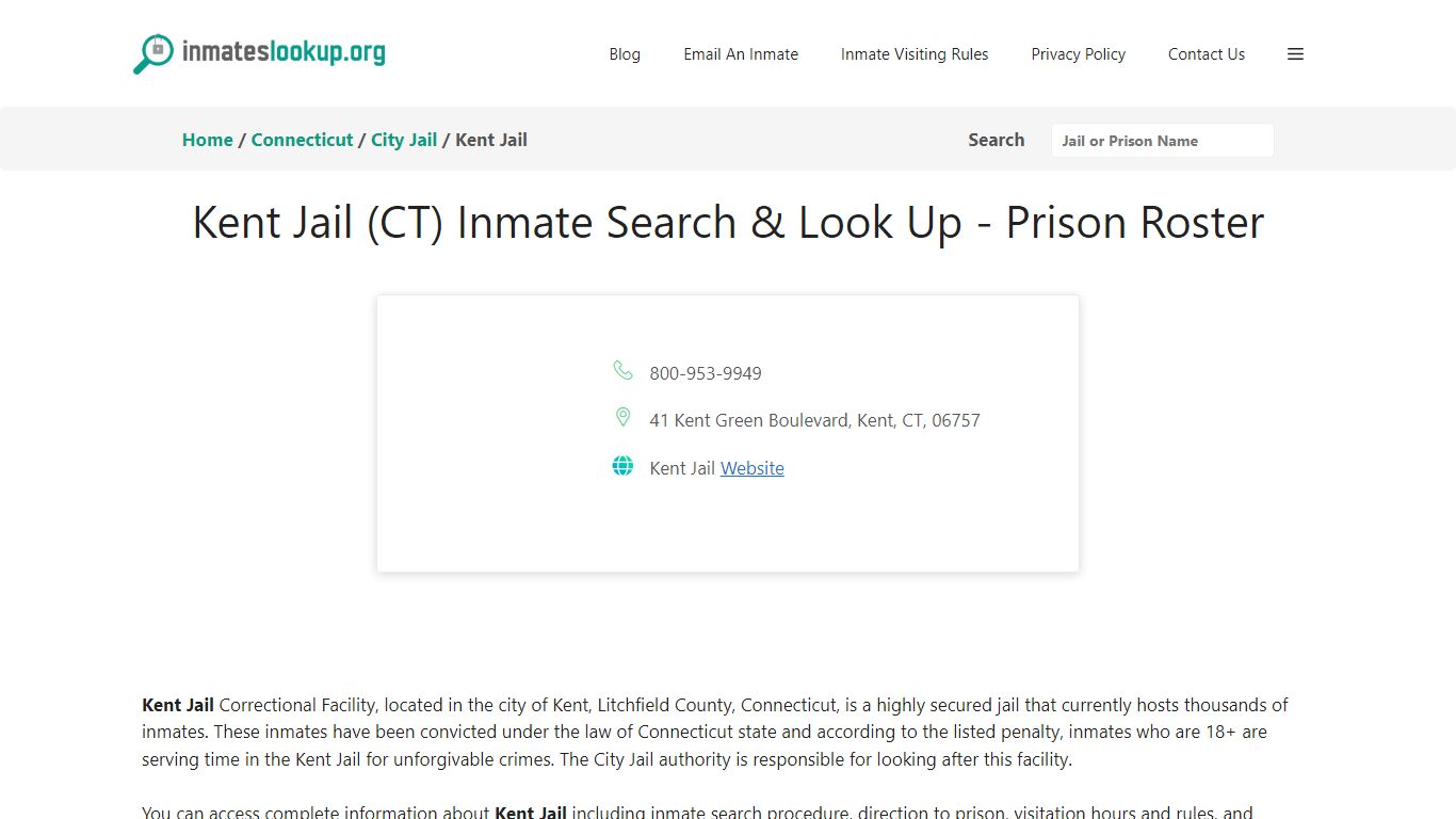 Kent Jail (CT) Inmate Search & Look Up - Prison Roster